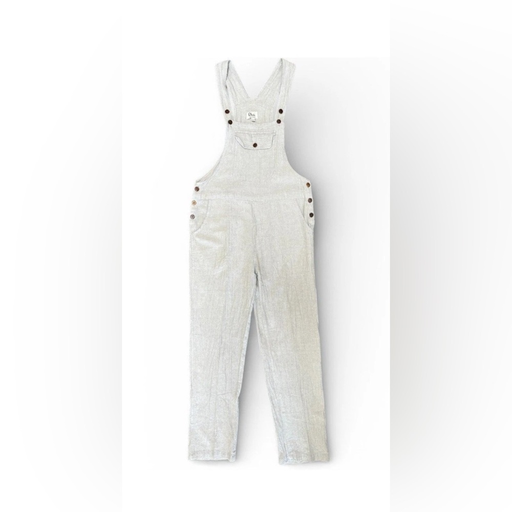 Rhea Light Beige Overalls with Button Details NWOT